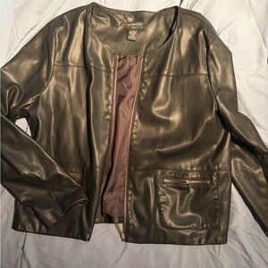 Liz Claiborne Metallic Gold Leather Jacket